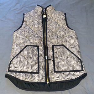 J. Crew Quilted Black & White Chevron Print Vest-XS